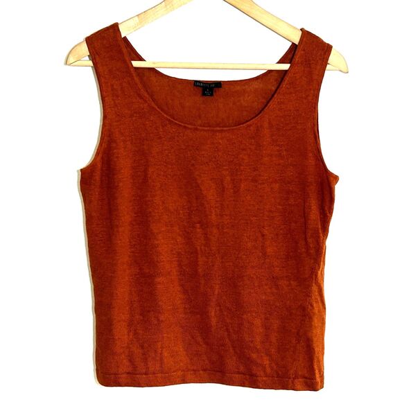 Lafayette 148 Tank Top Size Large 100% Linen Sleeveless Top Rust Coastal Classic - Picture 4 of 7